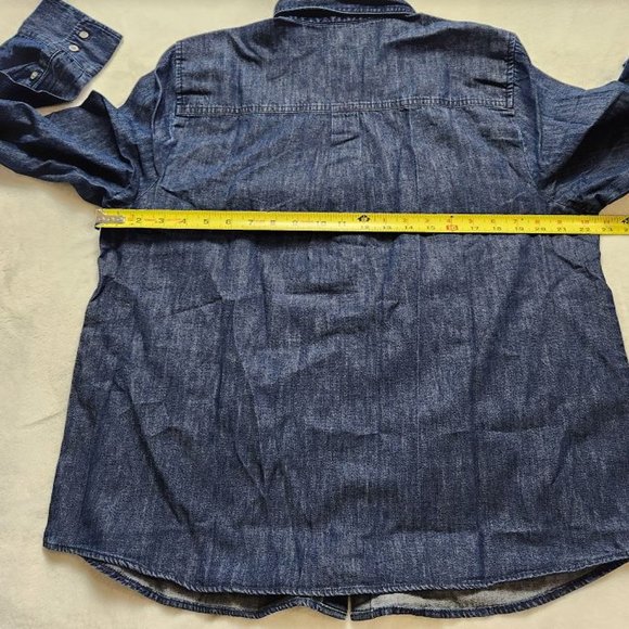 New women's J Crew Factory chambray button up shirt Peter Pan collar denim - Picture 8 of 11